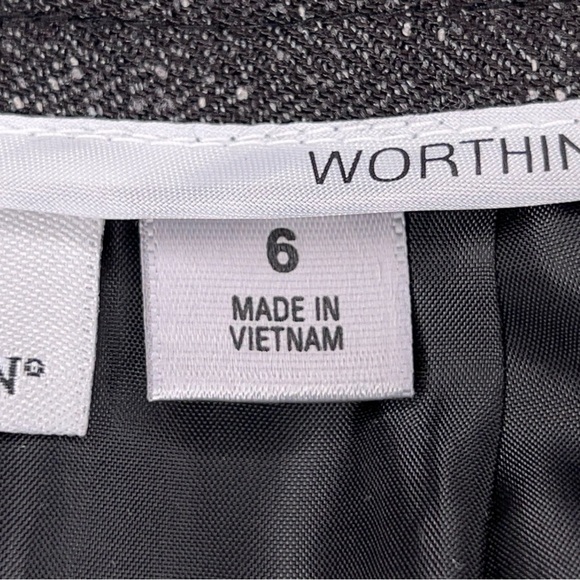 SIZE 6 WORTHINGTON DARK GREY TWEED SKIRT LINED CHAIN ACCENT ACADEMIA - Picture 10 of 12